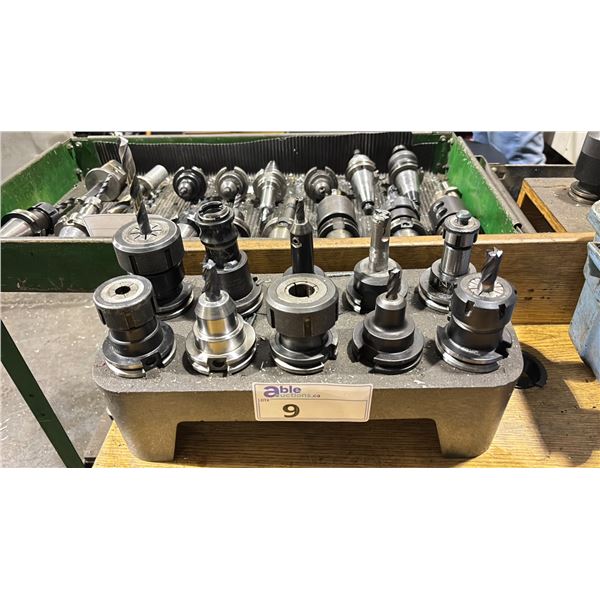 TRAY OF 10 ASSORTED COMMERCIAL INDUSTRIAL CNC MACHINE TOOLING / HEADS *TRAY INCLUDED*