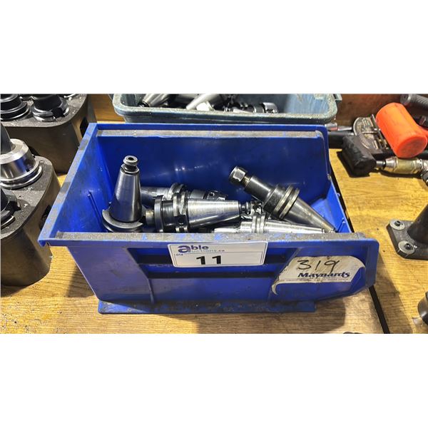 BIN OF 10 ASSORTED COMMERCIAL INDUSTRIAL CNC MACHINE TOOLING / HEADS *BIN INCLUDED*