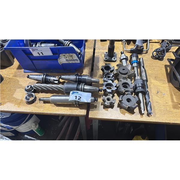 6 ASSORTED COMMERCIAL INDUSTRIAL CNC MACHINE TOOLING / HEADS & 7 INDUSTRIAL CNC CUTTING BLADES