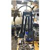 Image 1 : APB MACHINERY FT 400 ARTICULATING ARM WITH PNEUMATIC DIE GRINDER ON  2 PCS METAL FRAMED WORK SURFACE