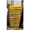 Image 1 : 12 TRAY YELLOW METAL INDUSTRIAL MOBILE HARDWARE SORTER WITH ASSORTED HARDWARE CONTENTS