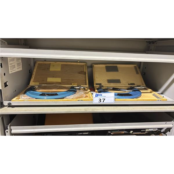 2 COMMERCIAL INDUSTRIAL OUTSIDE MICROMETER GAUGE SETS IN PLASTIC TRANSPORT CASES