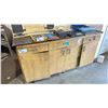 Image 1 : 2 DRAWER 4 DOOR 64"W X 20"D 32"H WORK SURFACE WITH ASSORTED AIR COMPRESSOR, MINI COMPRESSOR,
