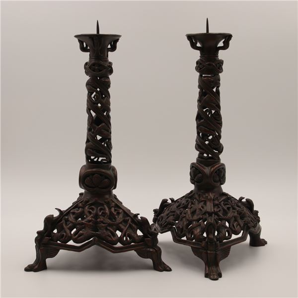 Pair of Bronze Candle Sticks