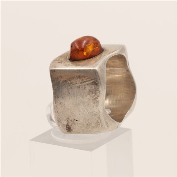 Silver Ring W Amber