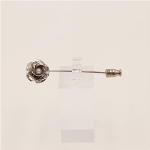 Silver Tone Flower Lapel Pin