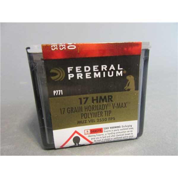 750 Rounds Of Federal Premium .17 HMR Ammo- 17 GR- V-MAX- Polymer Tip