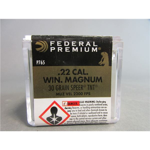 750 Rounds Of Federal Premium .22 Mag Ammo- 30 GR