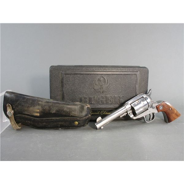 Ruger Vaquero Stainless Revolver- .45 LC- 4.5" Barrel- Holster- Hard Case- Fair Condition- #57-43415