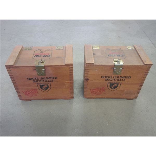 400 Rounds Of Federal 12ga 4 Shot Ammo- 1983 DU Commemorative Wooden Boxes- Hard Cases