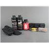 Image 1 : 3 Partial Cans Of Smokeless Powder- 2 Holsters- 3 Ammo Pouches- Knife- Patches