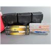 Image 3 : 3 Partial Cans Of Smokeless Powder- 2 Holsters- 3 Ammo Pouches- Knife- Patches