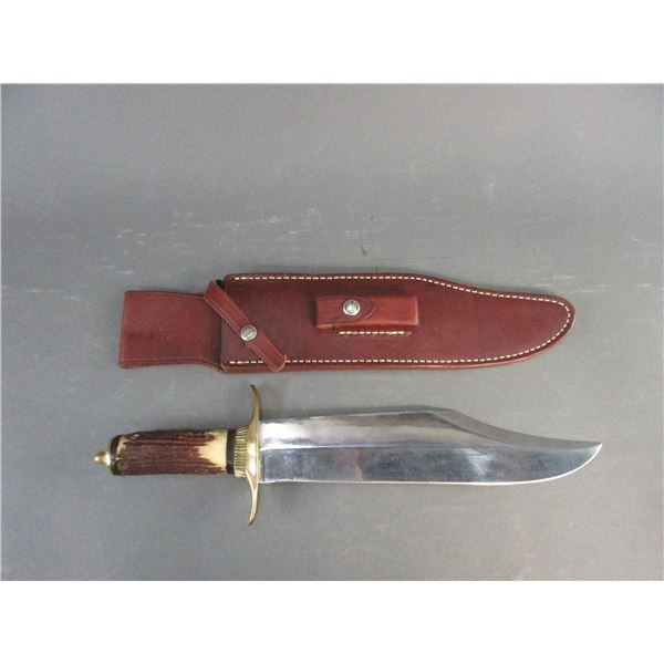 Marked Randall Made Orlando Fla Bowie Knife- 11" Blade- 5" Handle- Sheath- Sharpening Stone- Immacul