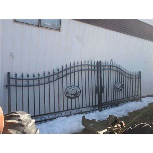 New 20' Wrought Iron Gate- Heavy Duty- Deer Scene