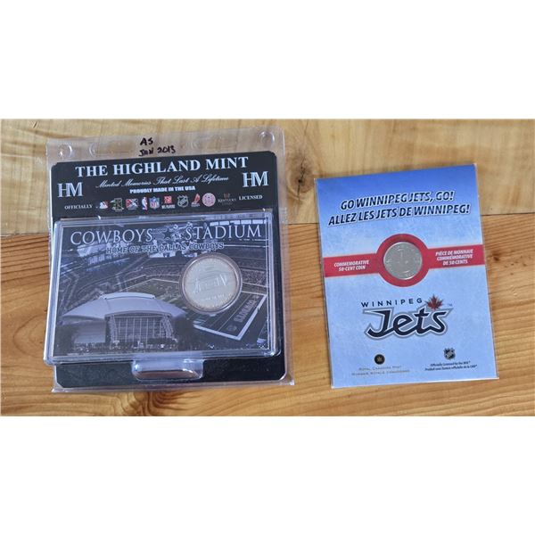 RCM Winnipeg Jets Coin & HM Dallas Cowboys Stadium Token