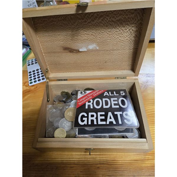Box of Foreign Coins and Tokens.