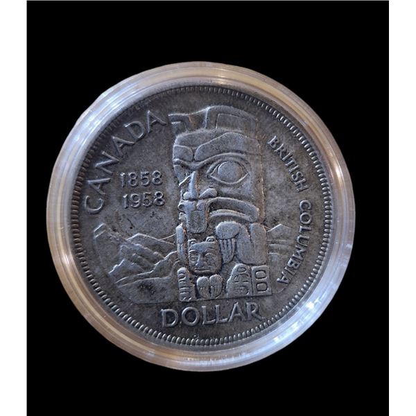 1958 Canadian Totem Pole Silver Dollar