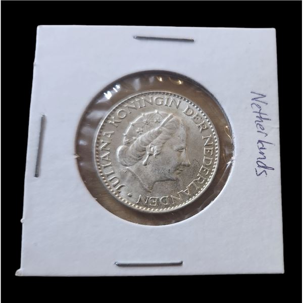 1965 Netherlands One Gulden Silver Coin