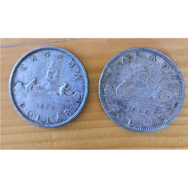 Two Canadian Silver Dollars