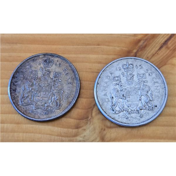 Two Canadian Fifty Cent Pieces