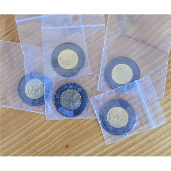 Five Uncirculated 2022 Black Toonie Coins