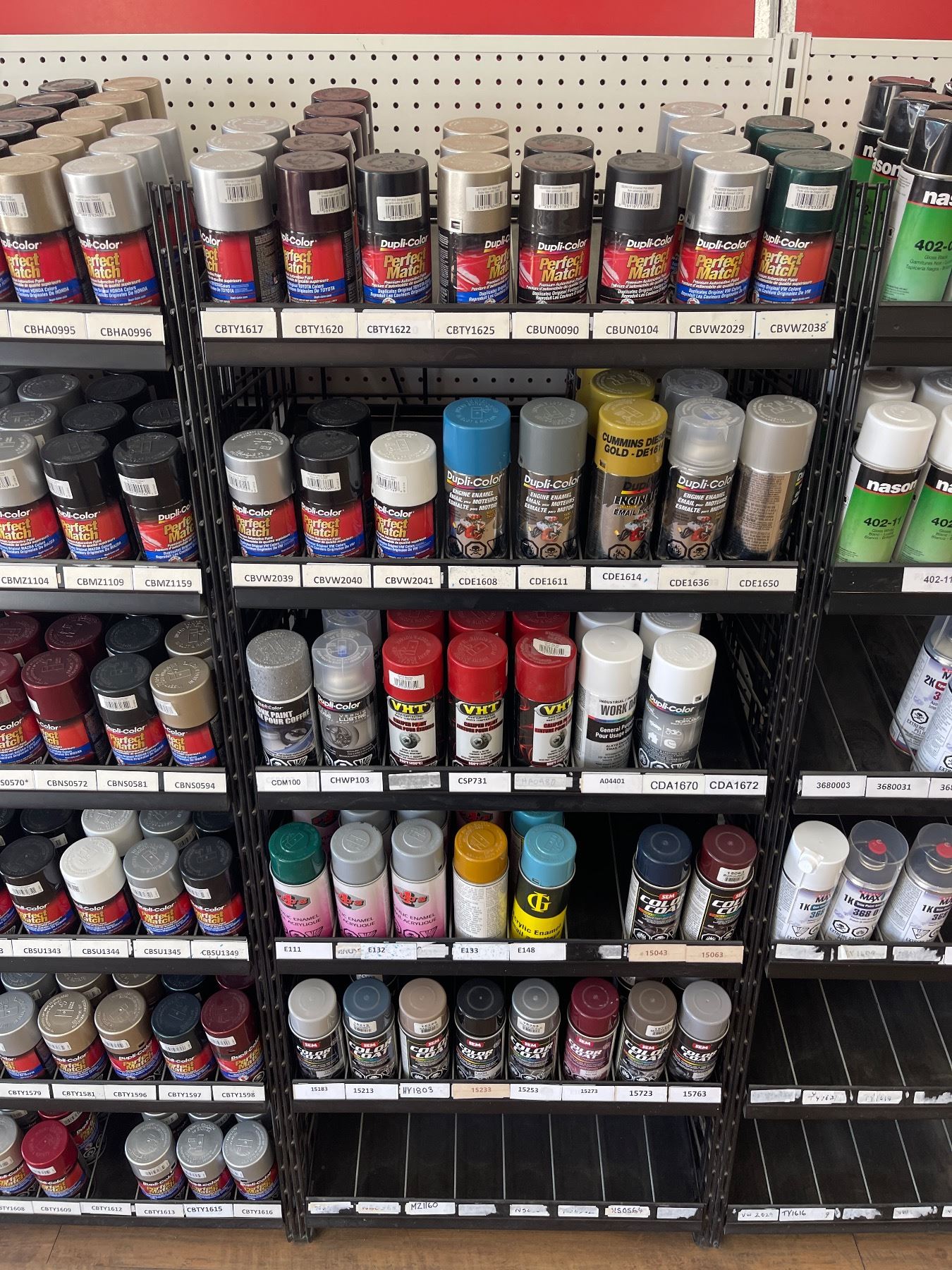 Car Rack Paints 6 Tier Shelf of Various Brand Premium Automotive Paint Various Colours ...
