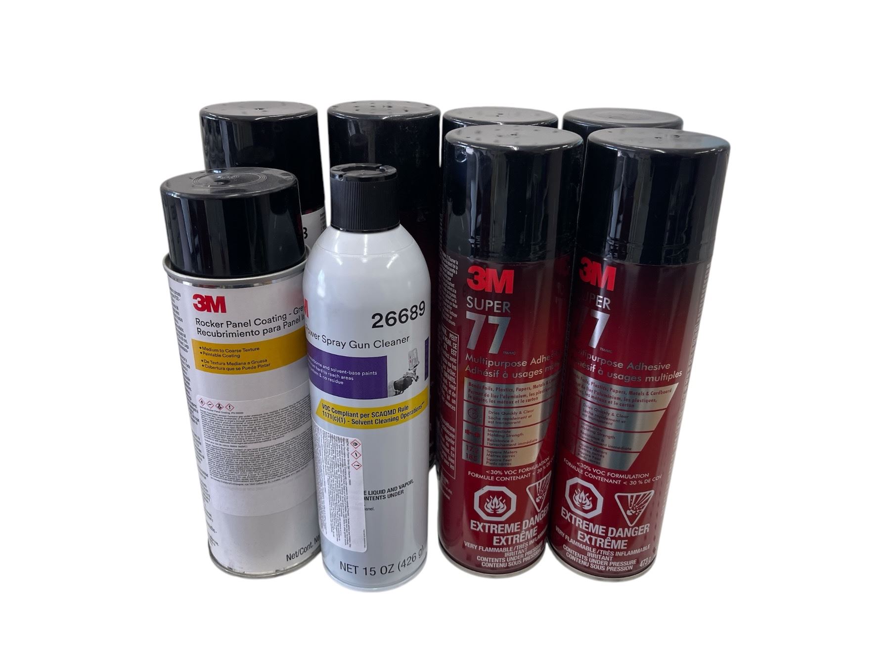 Adhesive Rocker Panel Group of x5 Super 77 Multipurpose Adhesive, Spray Gun Cleaner, Rocker ...