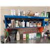 Image 2 : 97"x32" work bench w/contents paints, lids, etc. EXCLUDING LOTTED ITEMS