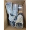 Image 4 : 2 - cases (approx 44 pcs) of 1gal new empty paint tins w/misc plastic mixing buckets