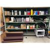 Image 1 : Wooden shelf with contents (Tools, spray paint, large cut off wheels, Hoses and misc)