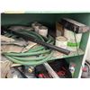 Image 4 : Wooden shelf with contents (Tools, spray paint, large cut off wheels, Hoses and misc)