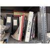 Image 11 : 9 - Shelf lots of assorted paints, tarps, Thinners, printers, Cases, Manuals