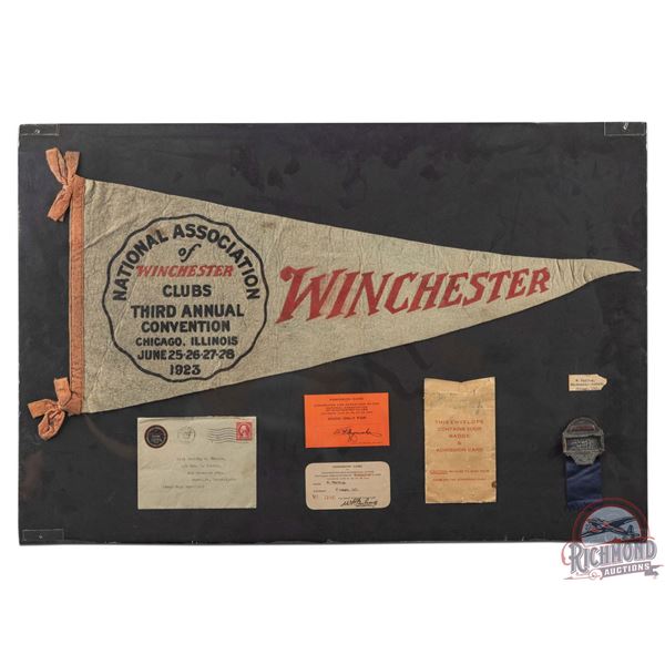 1923 National Association of Winchester Clubs 3rd Annual Convention Felt Pennant & Ephemera