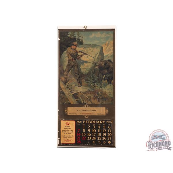 1926 Winchester Store Calendar P.A. Krause & Sons, Fullerton, Nebraska w/ Scene by P. Goodwin