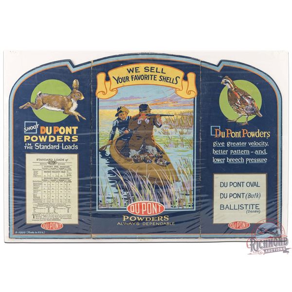 Scarce DuPont "We Sell Your Favorite Shells" & DuPont Powders Die Cut Countertop Display Sign