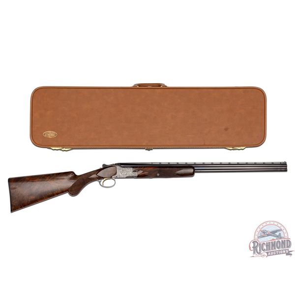 Exquisite Cased Louis Acampo Engraved Belgium Browning Superposed Diana Grade Shotgun in 410