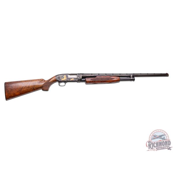 Unique Custom 1961 Winchester Model 12 Deluxe 20 GA Shotgun Engraved & Gold Inlaid by M.Courant