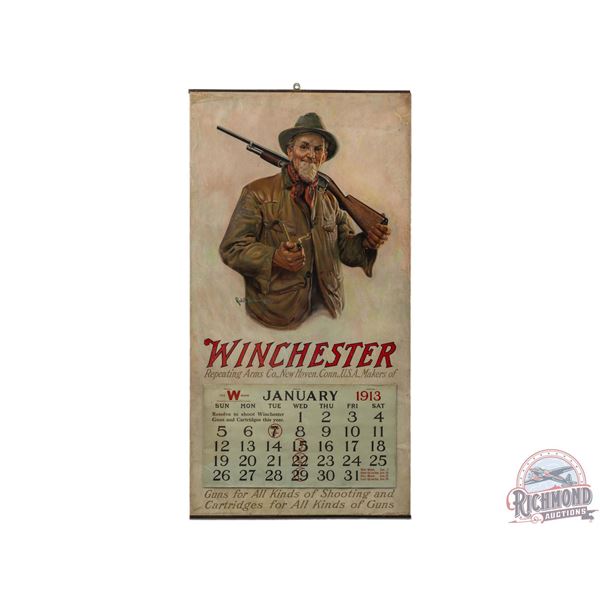 1913 Winchester Repeating Arms Co Calendar w/ Model 12 by R. Robinson.