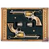 Image 1 : NICE Pair Colt SAA Single Action Army .45 ACP / LC H.Acevedo Engraved & Stag Grips in Display Case
