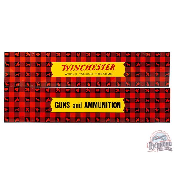 Pair of 47" Winchester/Guns & Ammunition SS Tin Metal Strip Signs