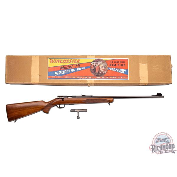 Pre-War Possibly Unfired Winchester Model 75 .22LR Bolt Action Sporting Rifle in Original Box