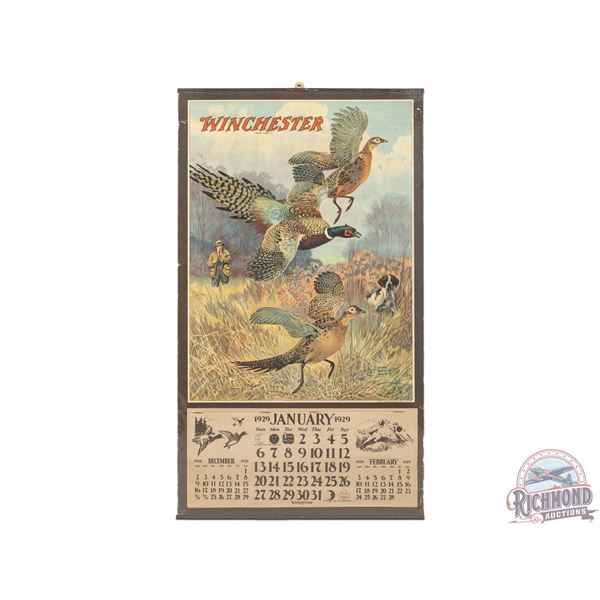 1929 Winchester Paper Calendar w/ Pheasant Scene by Lynn Bogue Hunt