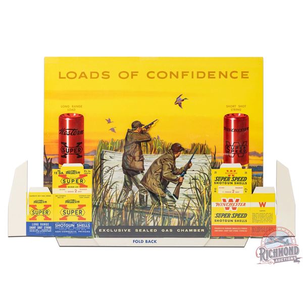 NOS Winchester Western Loads of Confidence Shotgun Shells 3D Die Cut Cardboard Counter Display Sign