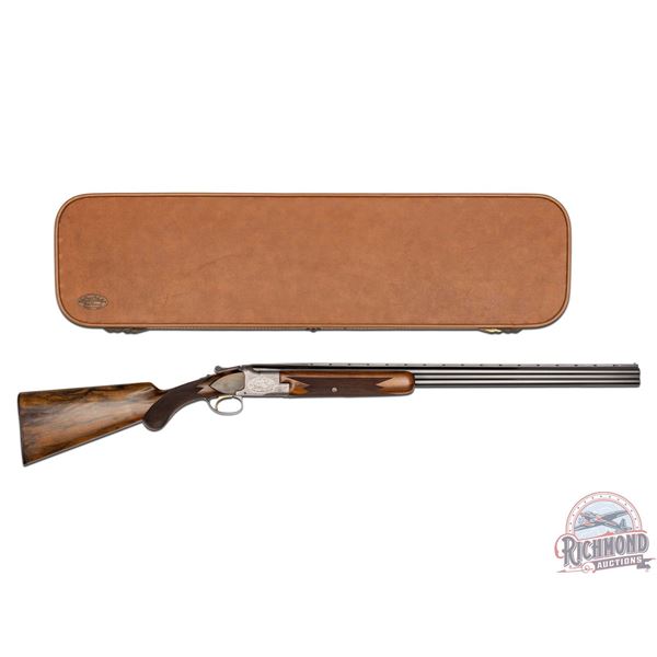 Rare Cased Mary Lou Magis Engraved Belgium Browning Pointer Superposed Shotgun in 20 Gauge