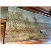 Image 3 : 1900's Original Muslin Tapestry Painting "Quail - A Dead Stand" Hunter & Two English Pointer Dogs