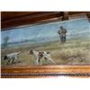 Image 4 : 1900's Original Muslin Tapestry Painting "Quail - A Dead Stand" Hunter & Two English Pointer Dogs
