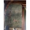 Image 3 : 1900's Original Muslin Tapestry Painting Sportsman Hunter Reloading Shotgun w/ English Pointer Dog