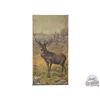 Image 1 : 1900's Original Muslin Tapestry Painting of Large Red Stag Deer Resembles "The Bull Elk"
