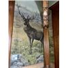 Image 3 : 1900's Original Muslin Tapestry Painting of Large Red Stag Deer Resembles "The Bull Elk"