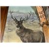 Image 4 : 1900's Original Muslin Tapestry Painting of Large Red Stag Deer Resembles "The Bull Elk"